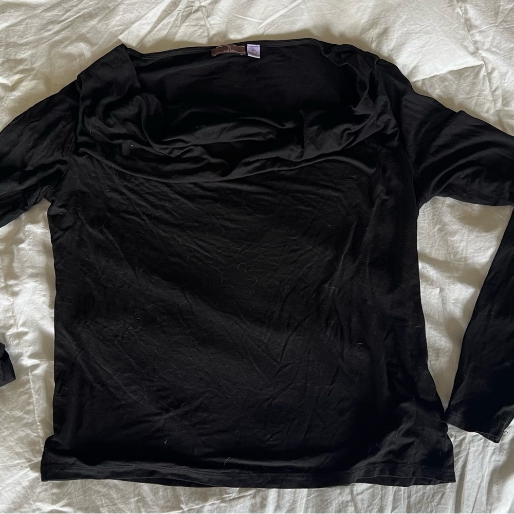 Elegant Black Women's Extreme Cowl / Boat Neck Blouse